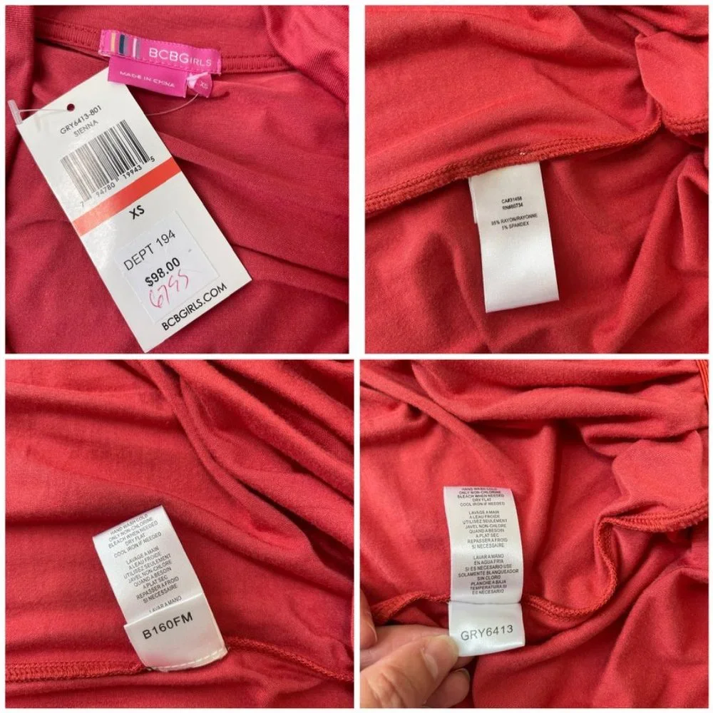 BCBGirl Raspberry Red Dress NEW with tags Women's Size XS $98 - Picture 6 of 6
